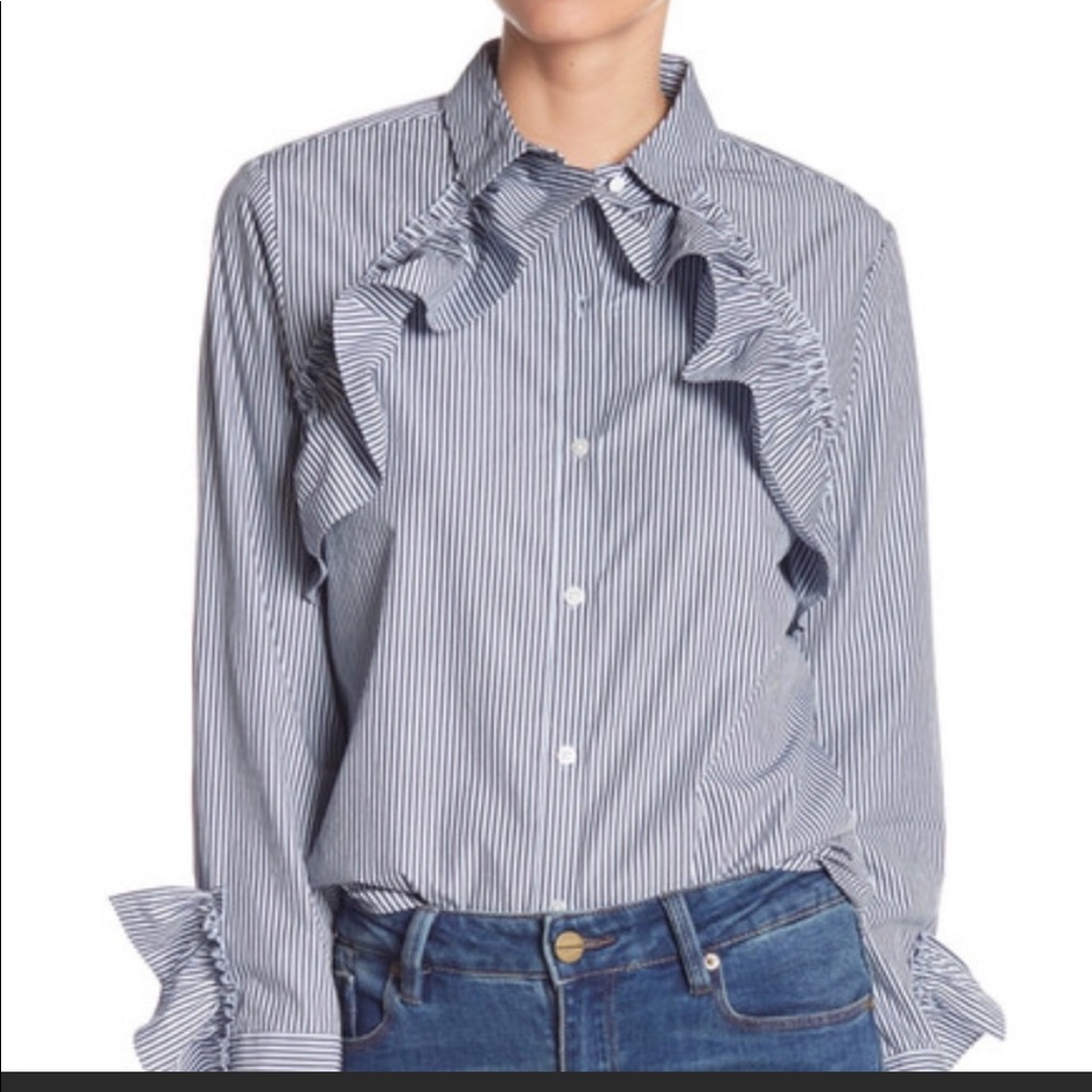 Kenneth Cole Ruffle Button Down - image 1